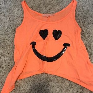 NEON orange sequenced smiley face tank